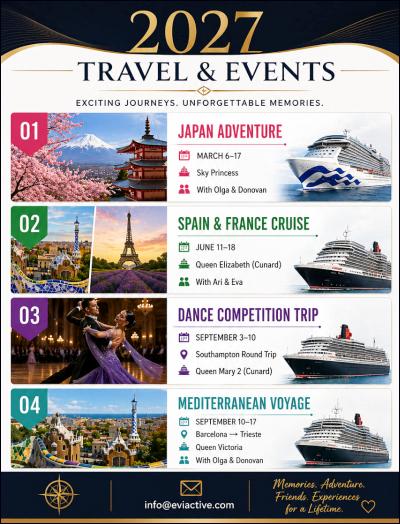  EVIACTIVE TRAVEL'S 2027 DANCE  CRUISES